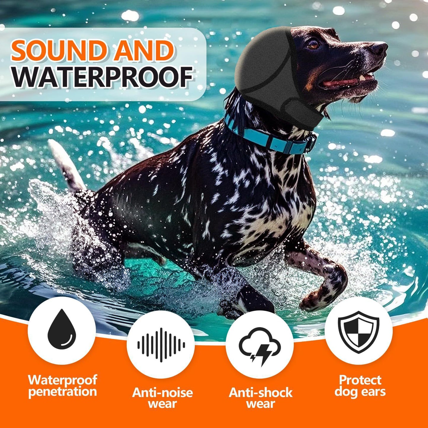 Premium Dog Calming Hood | Noise-Reducing, Waterproof Ear Protection for Swimming, Grooming & Travel
